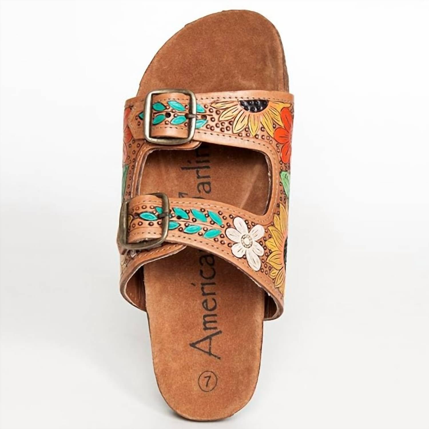 American Darling - Women's Carved Genuine Leather Sandal - Image 2