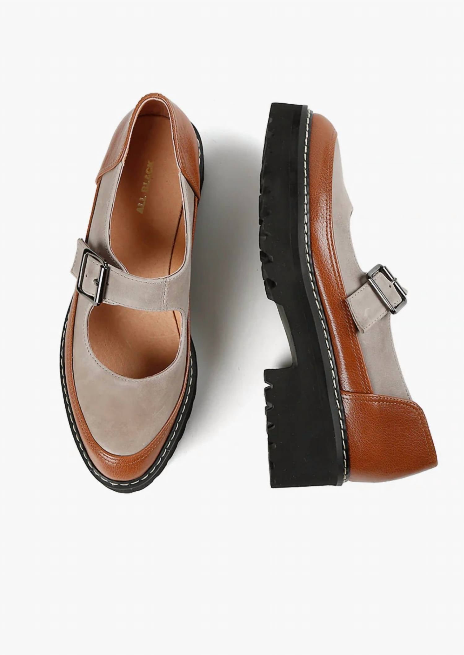 All Black - Women's Buckle Lug Jane Shoes - Image 3