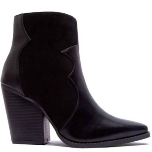 Qupid - Women's Western Chic Block Heel Booties