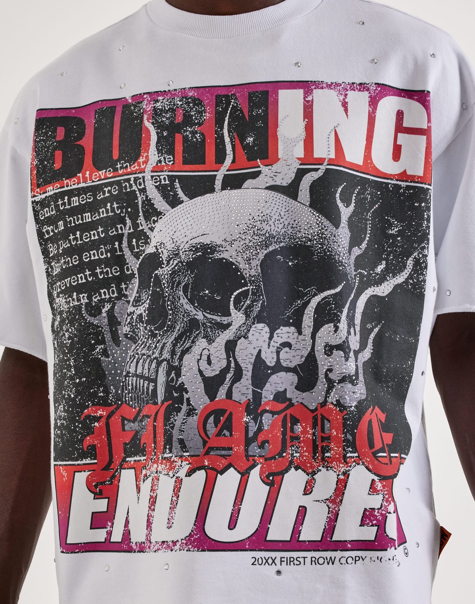First Row Burning Flames Rhinestone Tee - Image 3