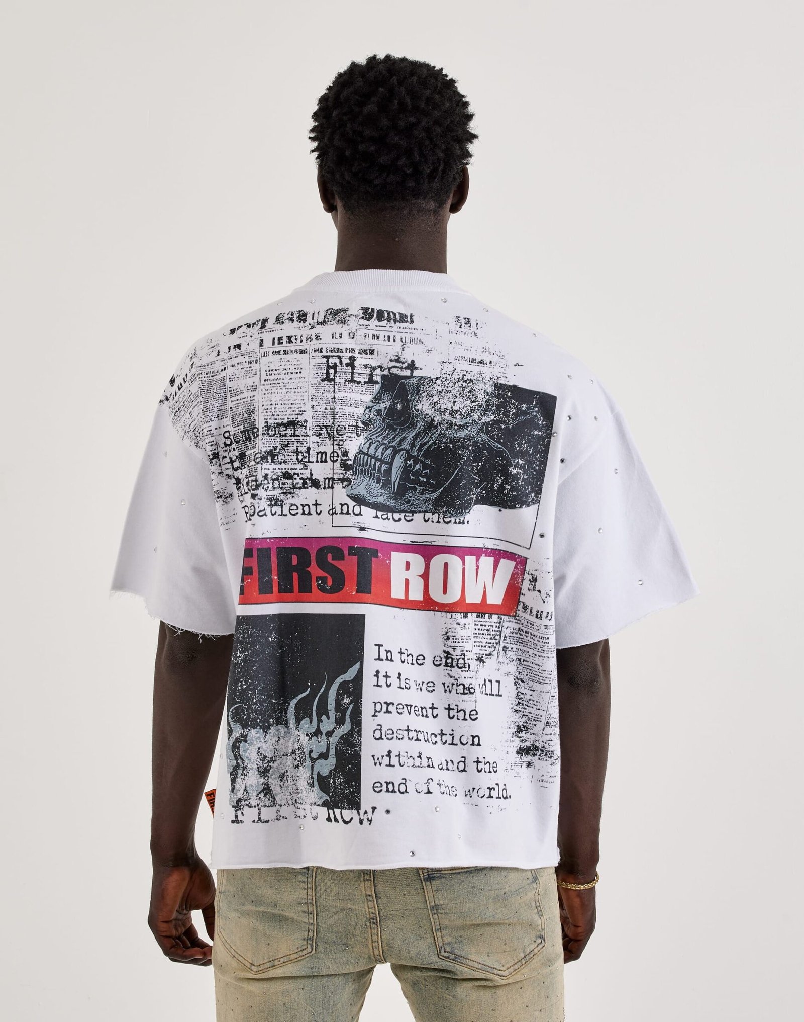 First Row Burning Flames Rhinestone Tee - Image 2