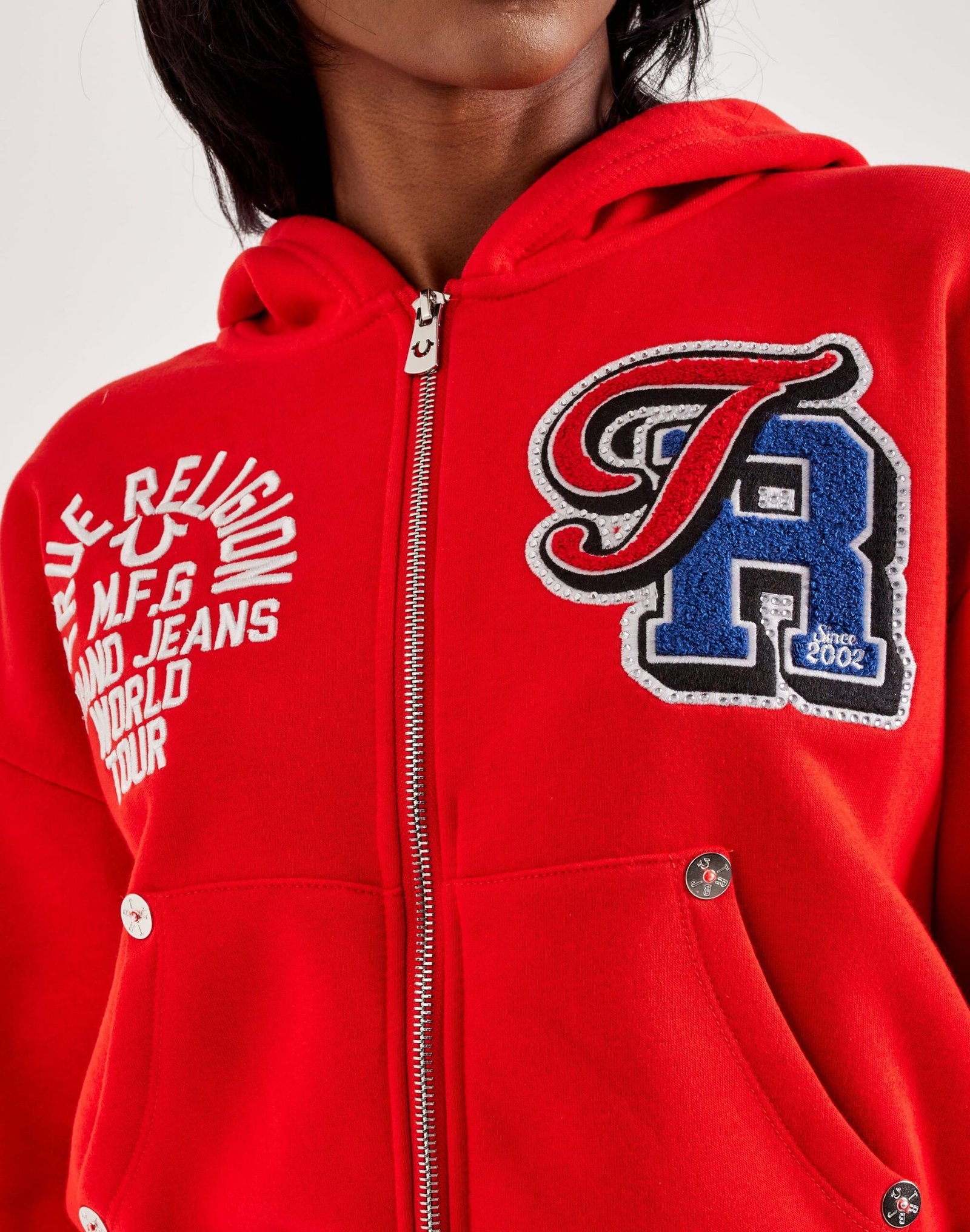 True Religion Crystal Patched Full-Zip Fleece Hoodie - Image 3