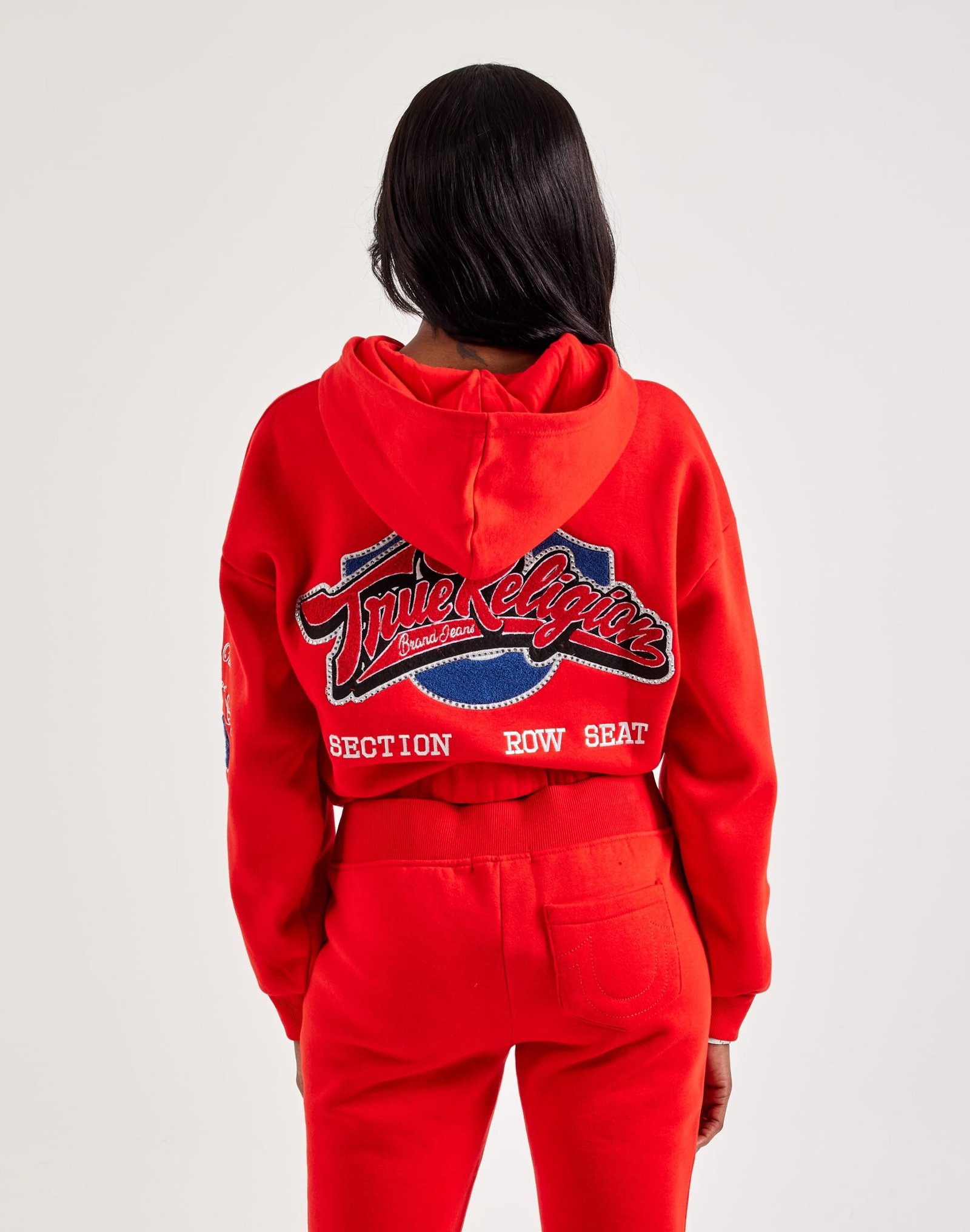 True Religion Crystal Patched Full-Zip Fleece Hoodie - Image 2