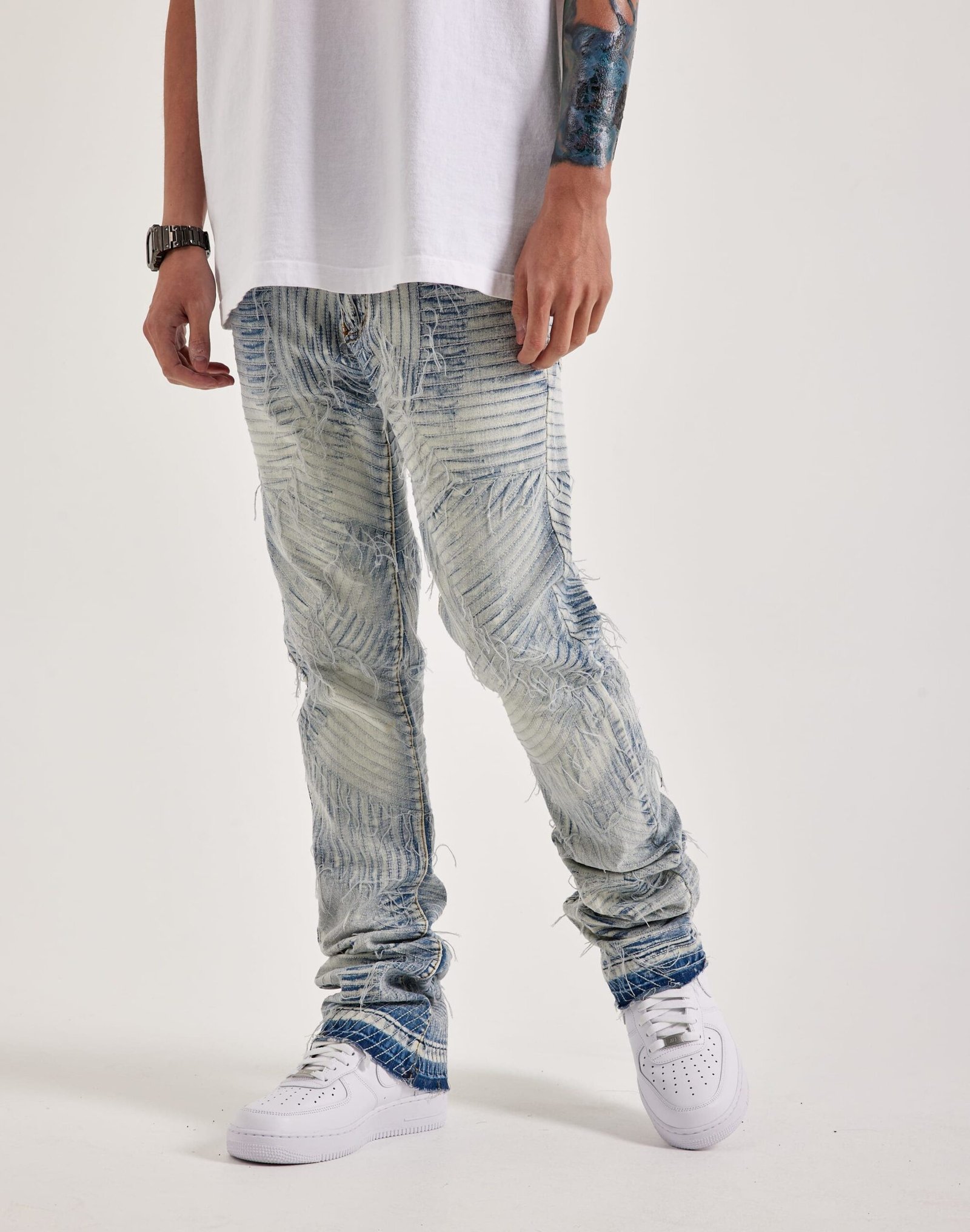 WAIMEA Geometric Frayed Jeans - Image 2