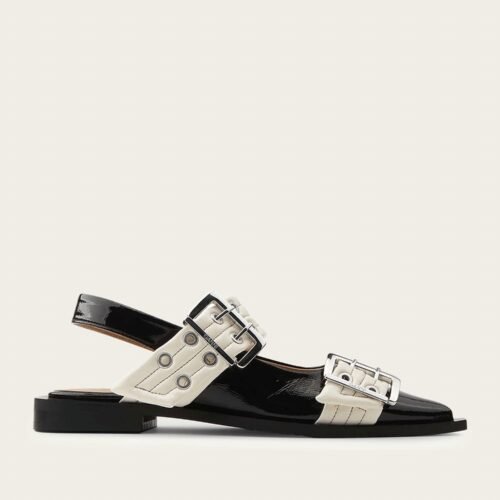 Ganni - Women's Feminine Buckle Ballerina Naplack Sandal